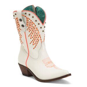 CORRAL BOOTS White Made In Mexico Patent Leather Neon Black Light Western Boots